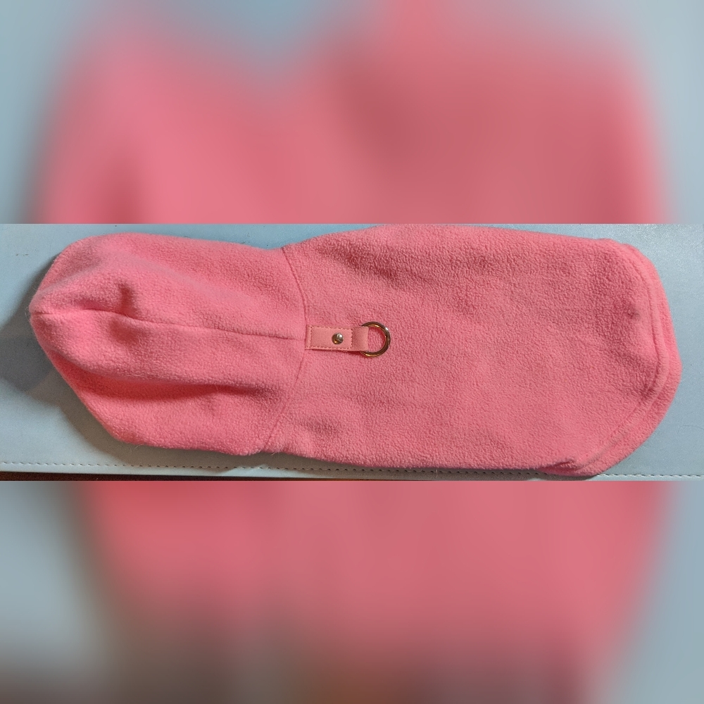 EUC Pink Fleece Dog Hoody with Metal Leash Ring Size Small